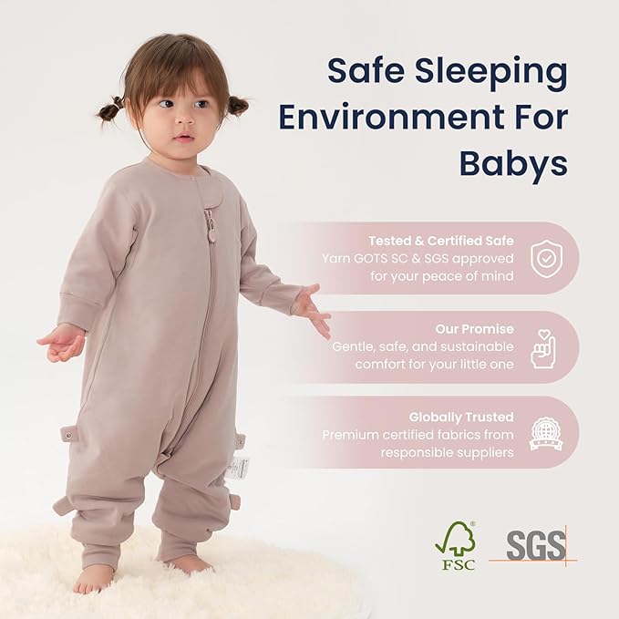 kaiya baby Unisex Toddler Sleep Sack with Feet, 2.5 Tog Baby Winter Sleep Sack Long Sleeve Gifts for Boys & Girls