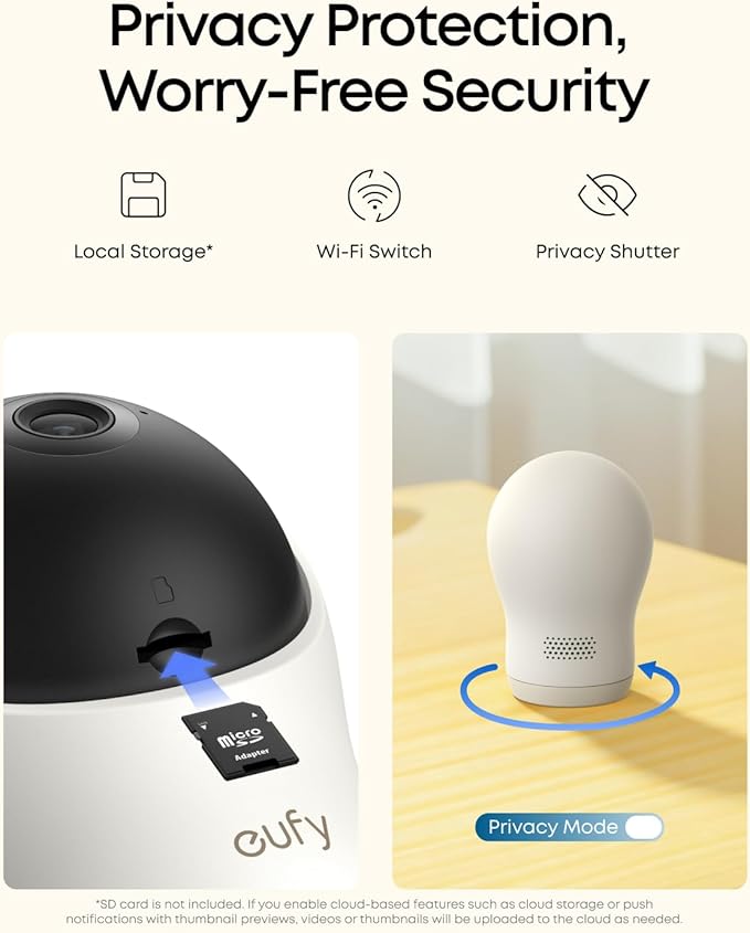 eufy Baby Monitor C10 with 2K HD Camera, 4.5" 480p Display, 4× Zoom, Pan-Tilt, Night Vision, Hybrid Wi-Fi & No Wi-Fi Connection, 12 H Battery, Motion, Cry, Noises, Temperature Alters, 2-Way Talk, VOX