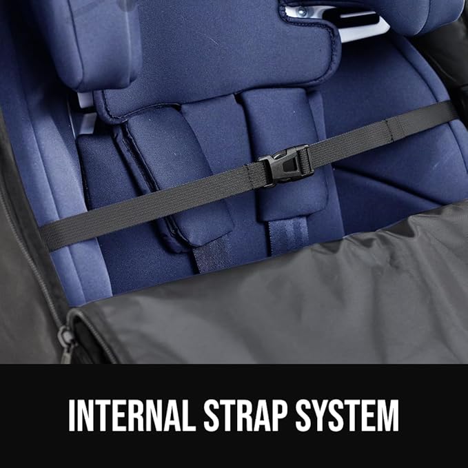 GORILLA GRIP Tear and Water Resistant Padded Car Seat Travel Bag for Airplane and Airport, Universal Fit Baby Carseat Bags, Handle & Shoulder Straps, Air Gate Check Toddler Stroller Carrier, Red
