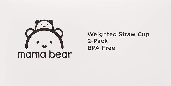 Amazon Brand - Mama Bear Silicone Weighted Straw Sippy Cup, 9 Ounces, Pack of 2, Blue/Green