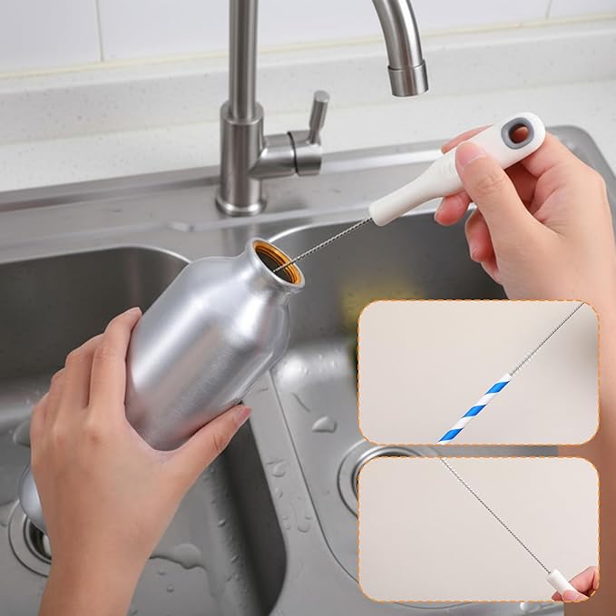 2 Pcs Multifunctional Cup Lid Cleaning Brush and Straw Cleaner Brush Set - 2-in-1 Cup Lid Cleaner with Bristles for Deep Cleaning Bottle Lids, Straws, Spouts and Narrow Gaps Lids Cleaning Brush Tool