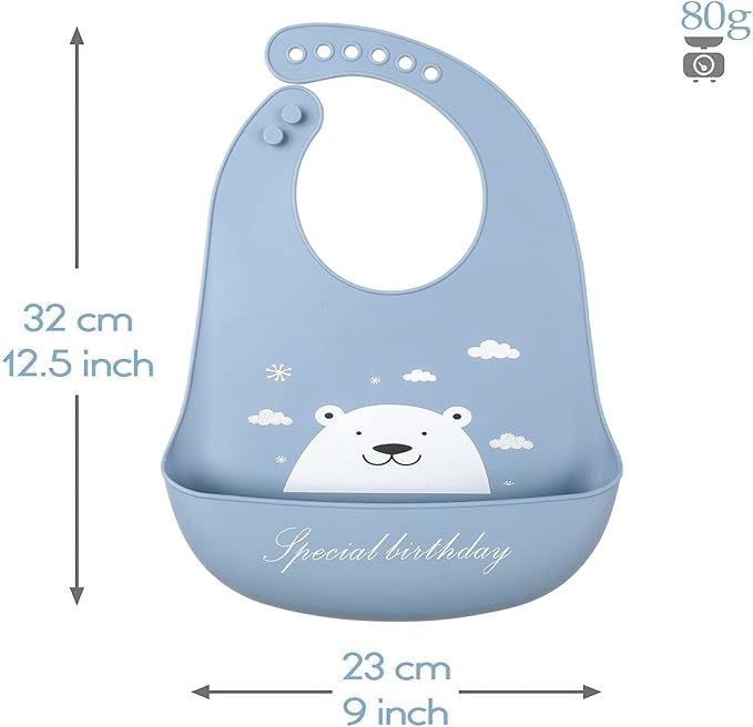 YINGJEE Baby Silicone Feeding Bibs, 3pcs Adjustable Waterproof Bibs for Feeding