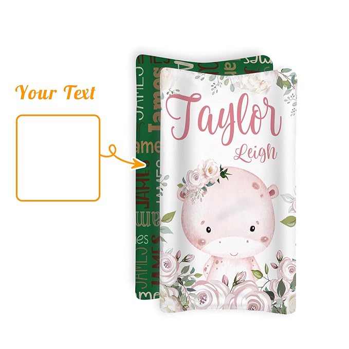 Custom Changing Pad Cover Set - Jersey Knit Ultra Soft Unisex Waterproof Diaper Changing Table Covers with Personalized Name for Baby Boys Girls - Comfy Cozy 2 Pcs Set Style21