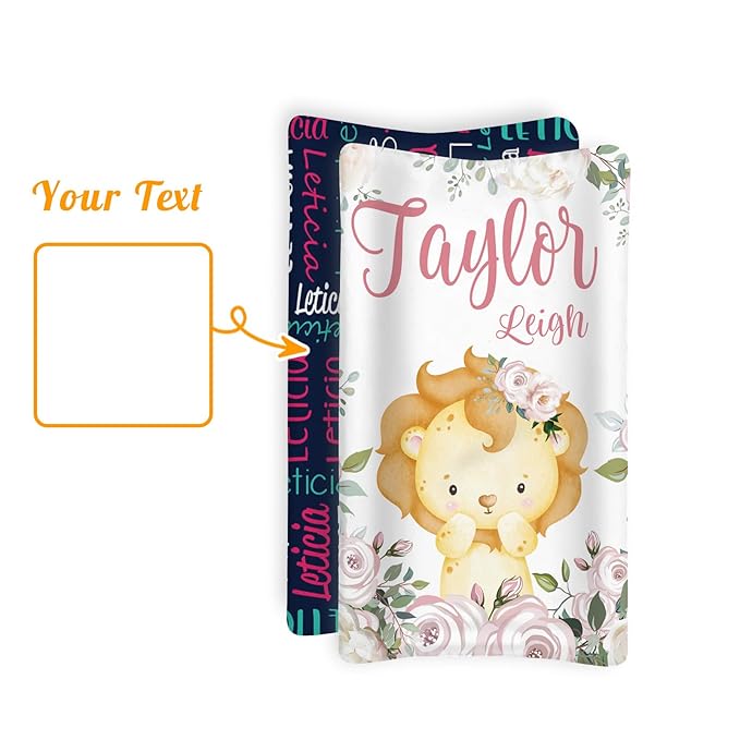 Custom Changing Pad Cover Set - Jersey Knit Ultra Soft Unisex Waterproof Diaper Changing Table Covers with Personalized Name for Baby Boys Girls - Comfy Cozy 2 Pcs Set Style02