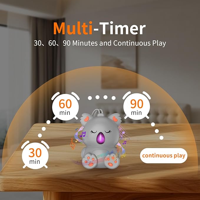 Baby Sleep Sound Machine & Bluetooth Speaker | Portable White Noise Sound Machine with 3 Timers for Nursery, Travel | Non-Looping Soothing Sounds Sleeping Music for Infants, Toddlers & Kids