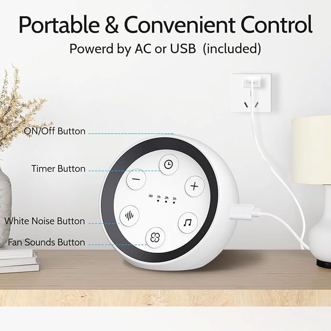 Sleep Sound Machine White Noise Machine with 32 Calming Sounds 36 Volume Levels Pink Brown Noise Machine for Baby Kid Adult with 4 Timer Noise Canceling Machine for Office Privacy