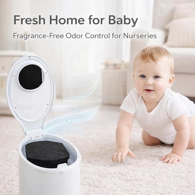 QalryXen 8 Pack Diaper Pail Deodorizer Refills Compatible with Ubbi Diaper Pail, Activated Charcoal Odor Absorbing Carbon Filters for Baby Diaper Trash Can, Helps Control Odors & Keep Home Fresh
