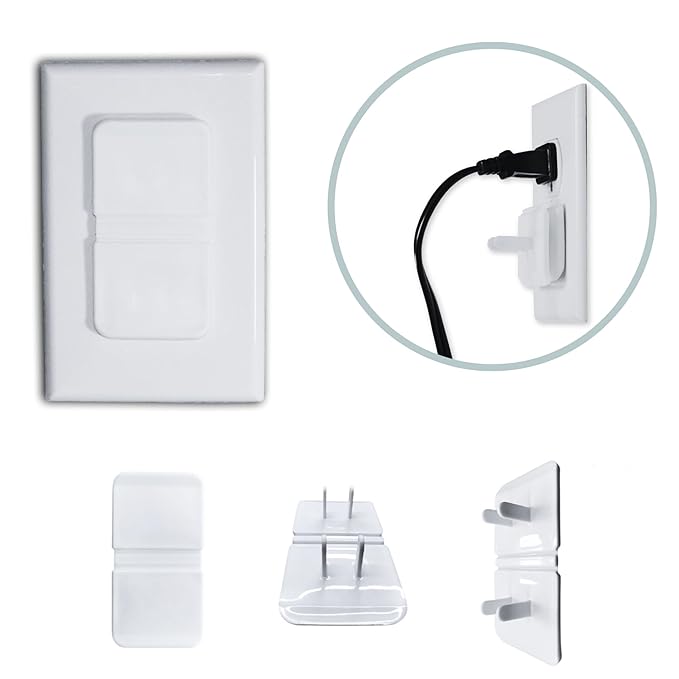 White Double Outlet Covers Baby Proofing (10 Pack, 20 Sockets) | Baby Proof Plug Covers for Electrical Outlets | Safe & Secure Baby Safety Products | Childproof Socket Covers Protect Toddlers & Babies