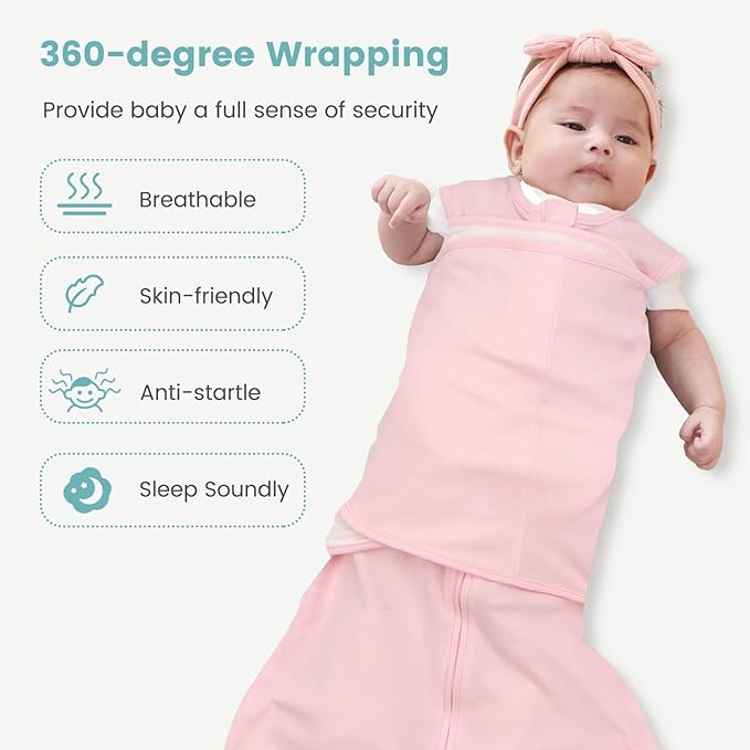 LILBESTIE Baby Swaddle Sleep Sack, 1.0 Tog New-Parent-Friendly Swaddle for Newborns & infant 0-6 Months Baby Wearable Blanket Reduce Startle Reflex, Newborn Boys Girls Registry Essentials