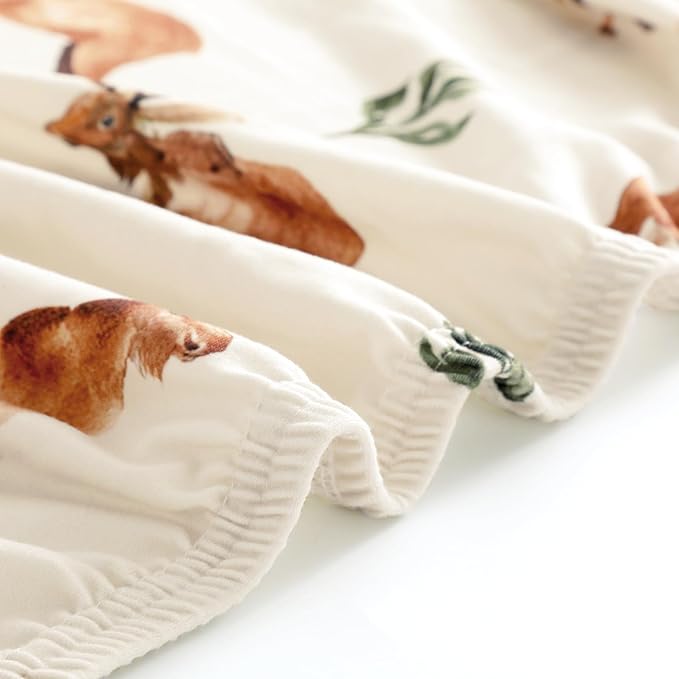 GRSSDER Stretch Ultra Soft Jersey Knit Changing Pad Cover Set 2 Pack, Change Table Pad Covers Fit 32"/34" x 16" Pads Safe and Snug, Stylish Elk Animals Pattern