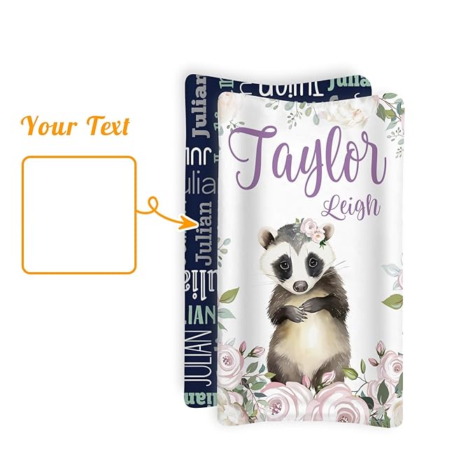 Custom Changing Pad Cover Set - Jersey Knit Ultra Soft Unisex Waterproof Diaper Changing Table Covers with Personalized Name for Baby Boys Girls - Comfy Cozy 2 Pcs Set Style01