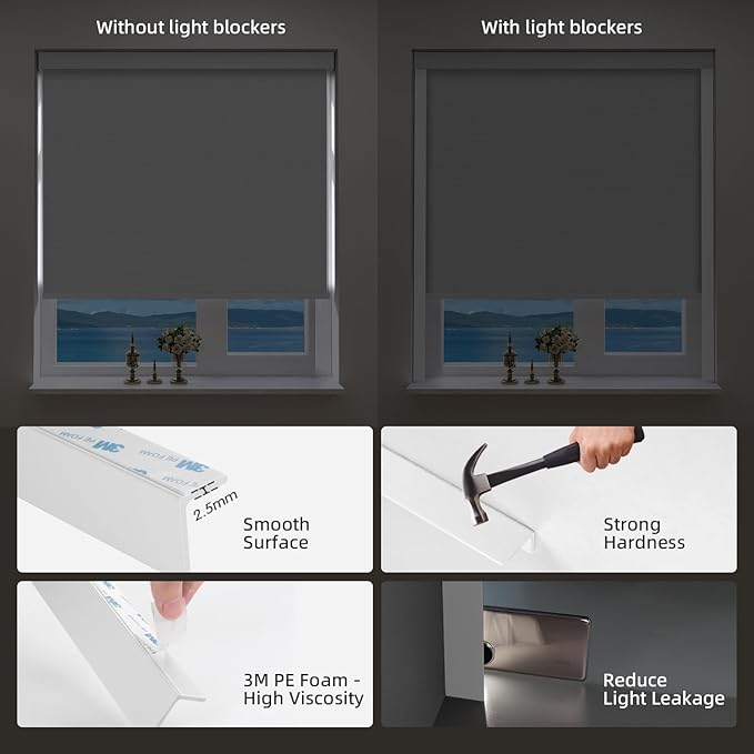 ZSTARR Motorized Smart Blind for Window with Remote Control, Automatic Blackout Roller Shade Customizable Size,with Valance Child Safety Rechargeable Battery Blinds (Waterproof White)