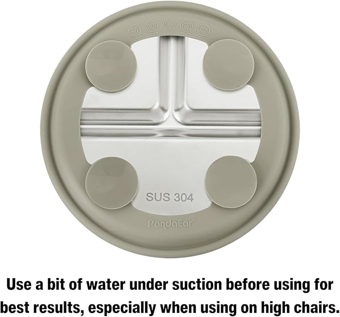 PandaEar 3 Pack Stainless Steel Baby Suction Plates, Divided Toddler Plate for Baby Led Weaning Supplies, Non-Slip Toddler Baby Feeding Set Dishwasher Safe (Linen Brown Tan)