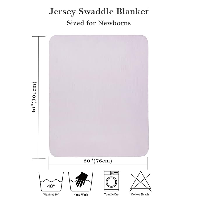 Viviland Jersey Swaddle Blanket, Ultra Soft Stretchy Receiving Blanket, Baby Girl Newborn Rainbow Swaddle Wrap, 40 x 30 inches, 2 Pcs, Pink Leaf
