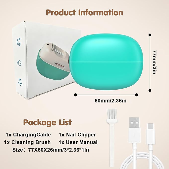 Electric Nail Clipper, Adjustable Blade Opening for Thick Nails, Electric Nail Clippers for Seniors & Adults, Baby Electric Nail Trimmer, Automatic Nail Clipper for Fingernail & Toe (Upgraded Green)