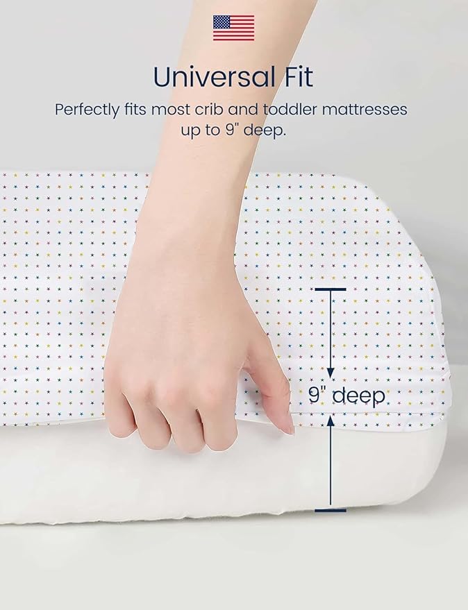 TotAha Premium Stretchy Crib Sheets (2-Pack)-Hypoallergenic, Silky Comfort, Buttery Soft, Calming Effect, All-Season Jersey-Knit Sheets, 9'' Extra Deep Pocket, Zoo Safari & Sea Animals