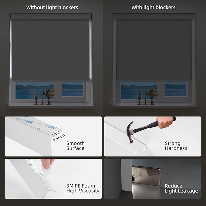 ZSTARR Motorized Smart Blind for Window with Remote Control, Automatic Blackout Roller Shade Customizable Size,with Valance Child Safety Rechargeable Battery Blinds (Medium Gray)
