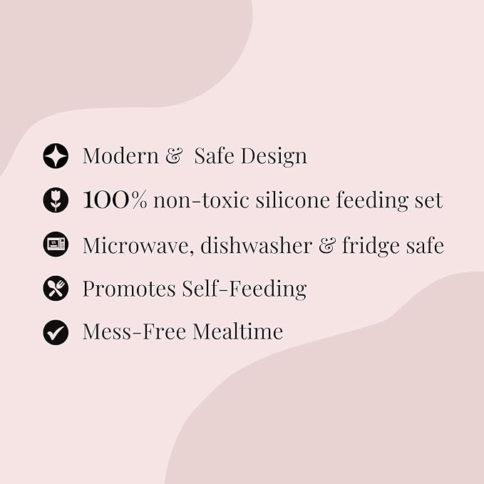 Little Loon Baby Feeding Essentials: Baby Led Weaning Supplies with Baby Plates, Silicone Bibs, Baby Spoons, Sippy Cups, Toddler Plates and Bowls Set - Baby Essentials - Baby Shower Gifts (Rose)