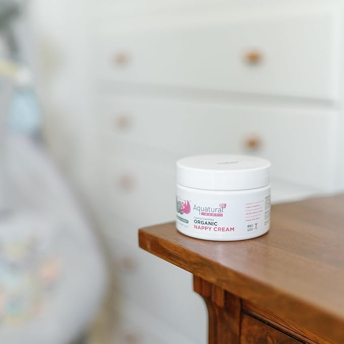 Aquatural Organic Nappy Cream - Newborn Diaper Care - Gentle Care Diaper-Cream, Natural Moisturizer Zinc Oxide Ointment for Kids Sensitive Skin - Baby Rash (8.45fl oz)
