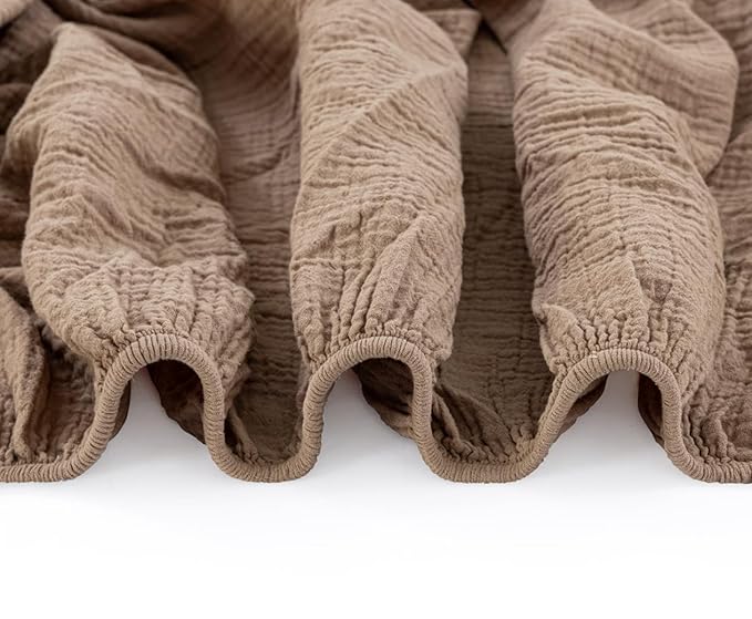 Dreamology Muslin Crib Sheets,Standard Crib Sheets For Boys,Girls,2 Pack,Super Soft,100% Cotton Crib Sheet Neutral for Standard Crib and Toddler Mattress Fitted Sheet,52x28 Crib Sheet | Brown and Ecru