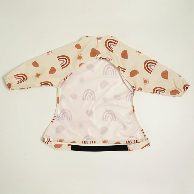 CoolaPeach Long Sleeve Baby Bib - Mess-Proof Feeding Bibs for Babies - Adjustable, Waterproof, and Highchair/Table Attachment