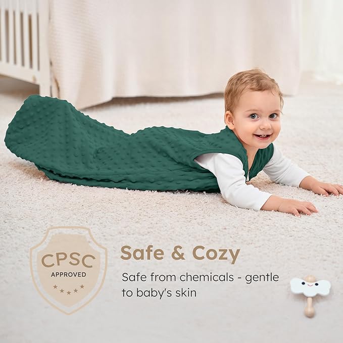 Yoofoss Fleece Baby Sleep Sack 0-6 Months with Plush Dots, TOG 1.5 Baby Wearable Blanket with 2-Way Zipper, Cotton Toddler Sleep Sack Fleece