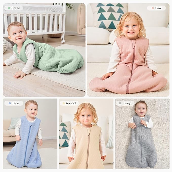Yoofoss Baby Sleep Sack 12-18 Months TOG 2.5 Winter Baby Wearable Blanket, 100% Organic Cotton Toddler Sleeping Sack 2-Way Zipper Warm Quilted Sleep Sack