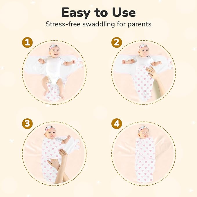 Mama Cheetah Baby Swaddle Sack, Organic Swaddle Blanket, Newborn Swaddling Sleep Sack, Adjustable Infant Swaddle Wrap, Easy Swaddles Girl 0-3 Month, Baby Essentials, 3-Pack