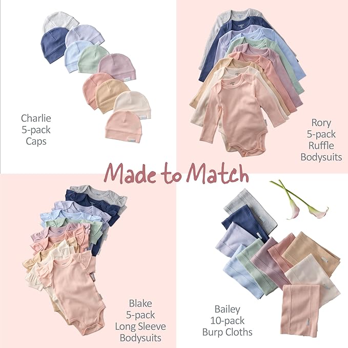 River 10-Pack Baby Terry Washcloths 100% Organic Cotton Absorbent for Baby and Toddler Boys & Girls, Sorbet Frost Rainbow, One Size