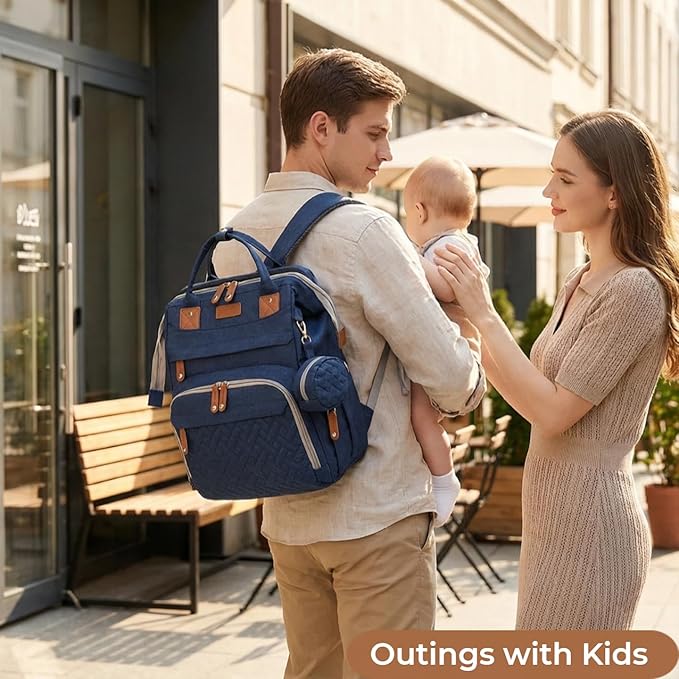 Diaper Bag with Changing Station, Baby diaper bags, Travel Essentials for Moms Dads, Boys, Blue