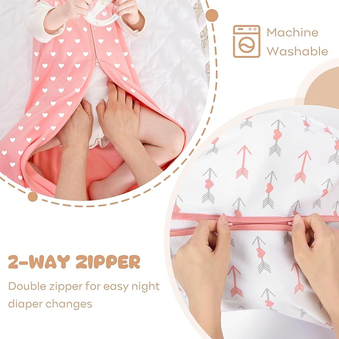 Yoofoss Baby Sleep Sack 6-12 Months Baby Wearable Blanket 100% Organic Cotton 2-Way Zipper TOG 0.5 Toddler Sleeping Sack, Lightweight Sleep Sacks for Babies