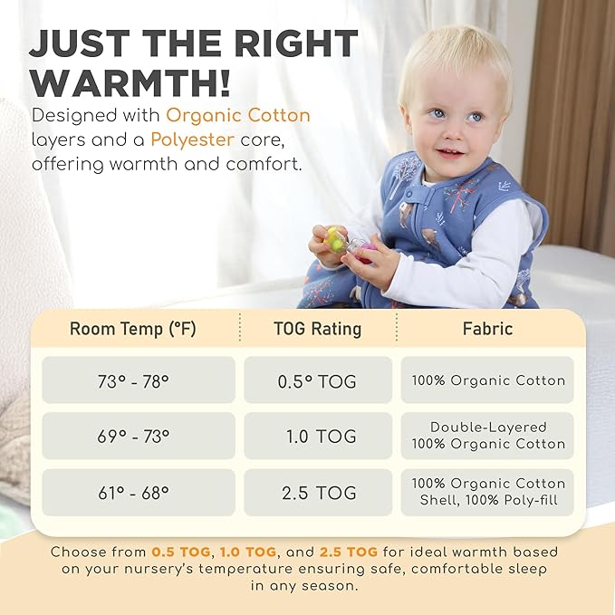 Mama Cheetah Toddler Sleep Sack with Feet 3T - 4T, 2.5 TOG Organic Cotton Baby Sleeping Bag with Legs, Baby Wearable Blankets for Walkers w/ 2-Way Zipper, Baby Sleep Sack for Girls & Boys, Large