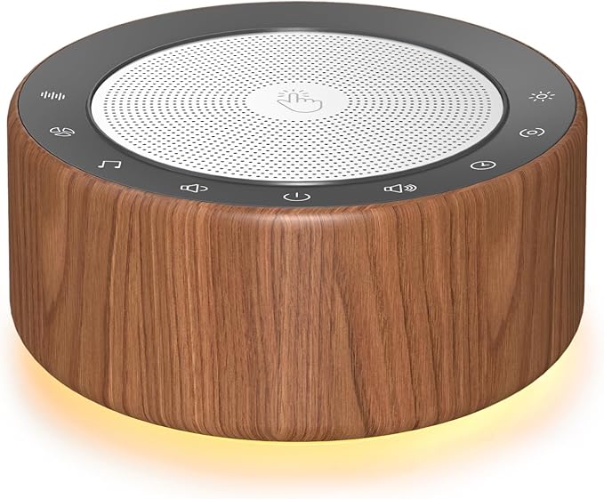 Kipcush White Noise Machine with Night Light โ Nursery Sound Machine with Soft Non-Glare Lamp, 30 Soothing Sounds, 8 Color Lights, Up to 8-Hour Timer for Baby & Adults