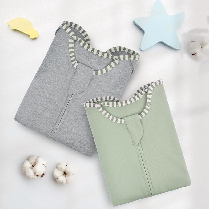 Baby Swaddles Sleep Sack Arms up Swaddle 6-9 Months, 2-Pack Baby Transitional Swaddle Sack with 2-Way Zipper Arms In/Out 100% Cotton 0.8Tog Sleep Swaddles for Boy Girl (Large 20-27lbs)