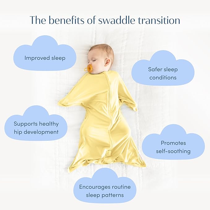 SleepingBaby Bamboo Zipadee-Zip Transition Swaddle – EverSoft Wearable Blanket with Two-Way Zipper for Easy Diaper Changes, X-Small 3-6 months, Sunshine