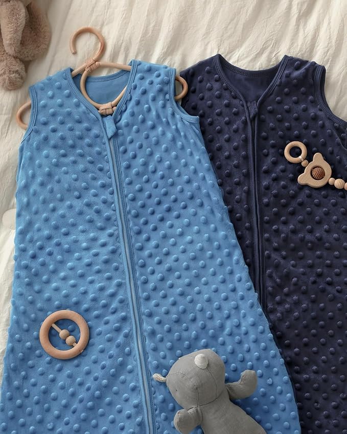Yoofoss Fleece Baby Sleep Sack 6-12 Months with Plush Dots, TOG 1.5 Baby Wearable Blanket with 2-Way Zipper, Cotton Toddler Sleep Sack Fleece