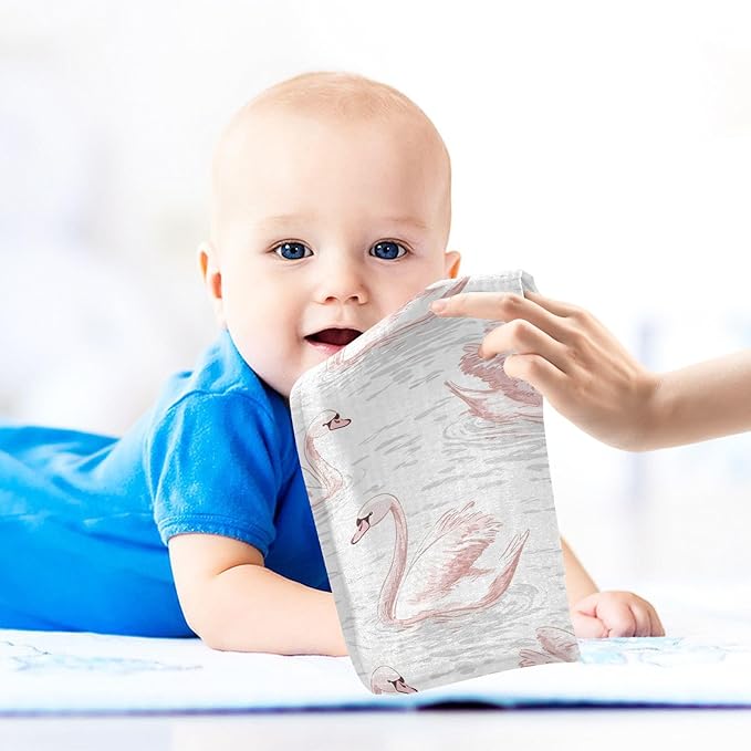 vvfelixl Pale Pink Swans Baby Burp Cloths Baby Muslin Washcloths for Boys Girls Cotton Babys Face Towel for Newborn Infants Soft and Absorbent 11.8 X 11.8 in, 5 Pack