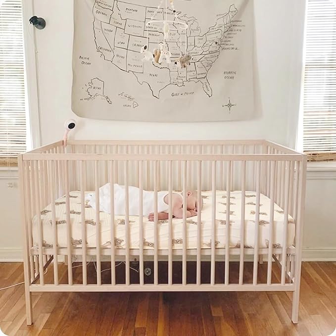 100% Organic Cotton 52x28 Inches Muslin Crib Sheets Fitted Crib Mattress Sheet for Baby Girls & Boys, Soft Boho Neutral Toddler Bedding Bed Sheets Fits Well Standard Size Crib Mattress 28x52 Inches