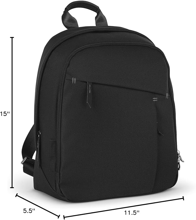 UPPAbaby Changing Backpack / Multiple Storage Compartments / Stroller Strap Attachment / Bottle Insulator and Changing Pad Included / Jake (Black / Black Leather)