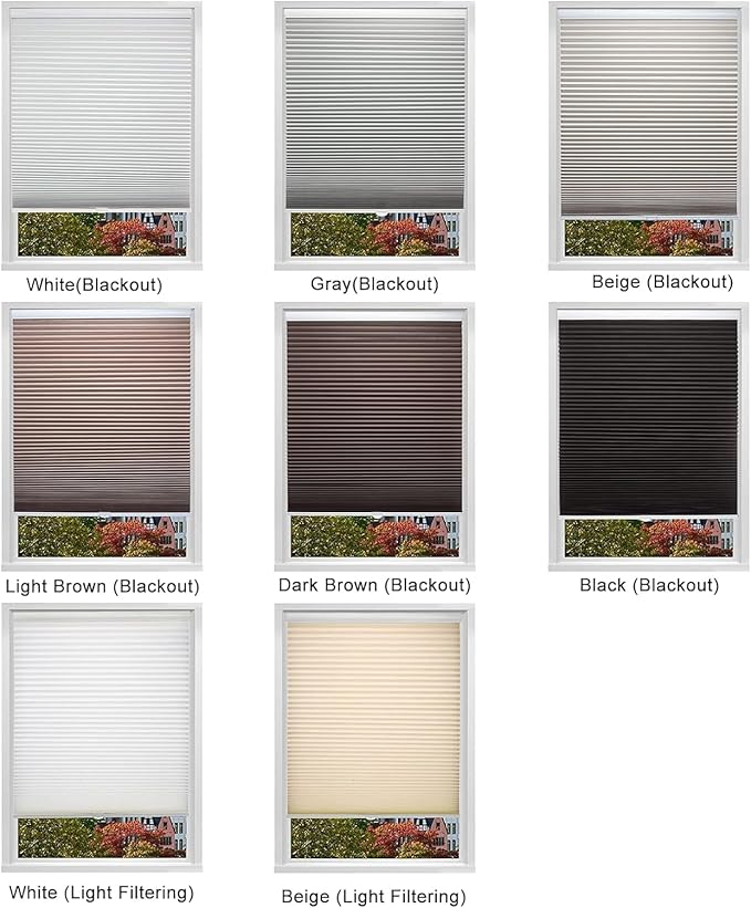 Changshade Cordless Cellular Shades, Light Filtering Honeycomb Shades for Windows, Pull Down Pleated Blinds, Easy to Install for Indoor Windows and French Doors,35" W x 50" H, Beige