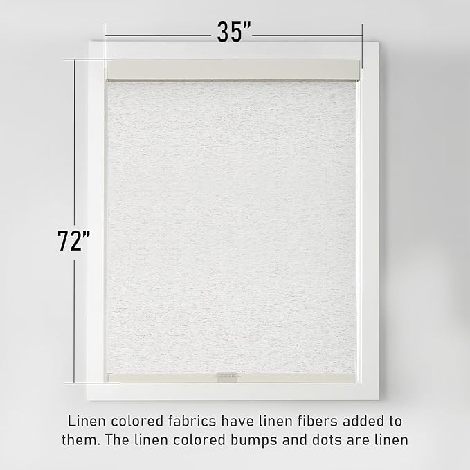 Cordless Blackout Roller Shades Blinds for Windows Free-Stop,Pull Down Room Darkening with Valance,Thermal Insulated Woven Fabric Window Door Blinds for Home,Office,Linen 35" W x 72" H