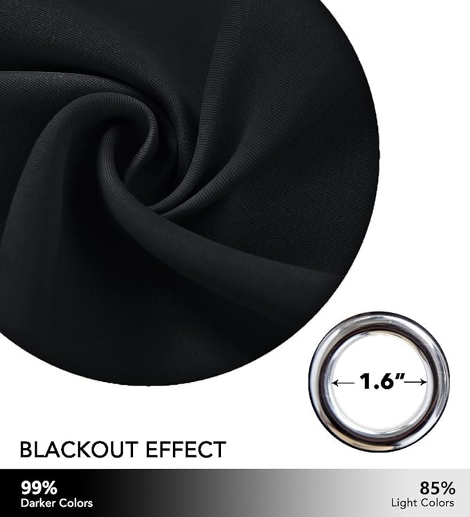 NICETOWN Block Out Curtains Stars - Starry Night Sleep-Enhancing Cosmic Themed Twinkle Drapes for Baby Nursery, Draft Blocking Draperies for Decor (Set of 2, W52 x L84, Black)