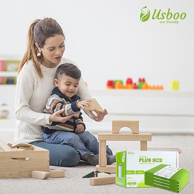 USBOO Refills Compatible with Dekor Plus Diaper Pail | 8 Pack | Disposable Diaper Pail Refill | Extra Thickness | Diaper Trash Bags | Cherry Blossom Scented | Holds up to 4640 Diapers