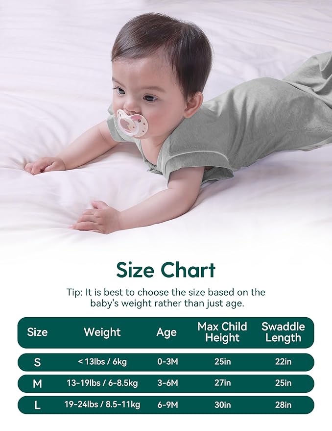 BABELIO Baby Swaddle Temp-Sensing Detachable Zip Sleeves Transitional Swaddle 2-Way Zipper Infant Sleep Sack 3-6 Month Dark Gray