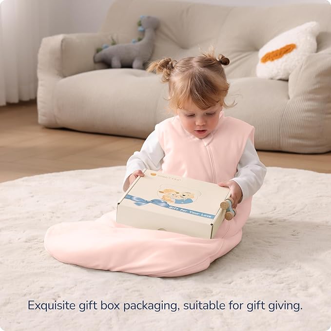 usbettas 1.0 Tog 2.5 Tog Baby Sleep Sack, 100% Cotton Baby Sleeping Bag 3-24M, 2-Way Zipper Baby Wearable Blanket