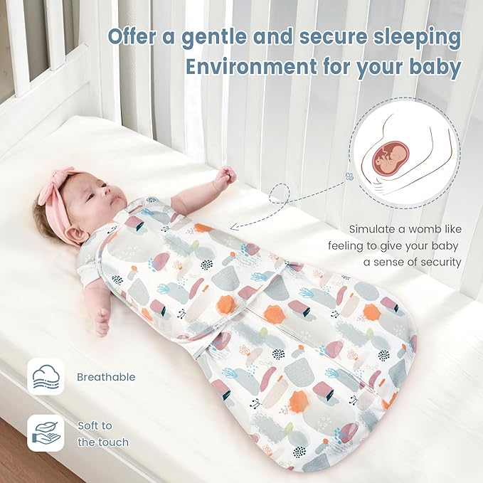 ZIGJOY Baby Swaddle Sleep Sack, 1.0 TOG Sleep Sack Swaddles for Newborns & infant 6-12 Months 100% Cotton Baby Wearable Blanket for Newborn Registry Essentials Blue&Stone Sea