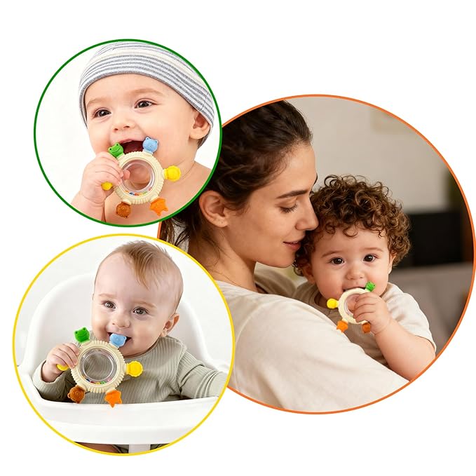 Baby Teething Toy for Babies 0-3-6-12,18 Months, BPA Free Silicone Baby Teething Ring for Teething Relief
