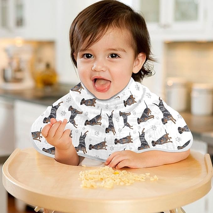Qinllo 2 Pack Muslin Burp Cloths Great Dane Dogs White Cotton Baby Burp Cloths Extra Absorbent and Soft Thick Burping Cloth for Newborn Babies Boys Girls 22x11 Inch