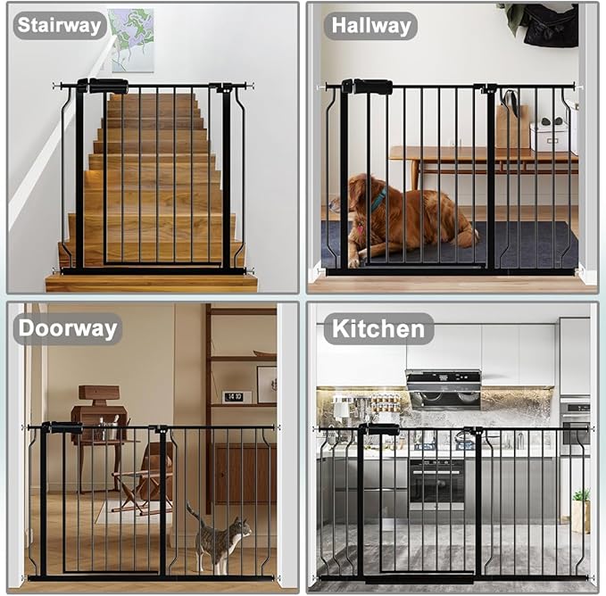 Fairy Baby Extra Wide Baby Gate 81.1-85.8 Inch Wide, Walk Through Pressure Mounted No Drill for Doorways, Long and Large Tension Dog Gate for Pet and Kids