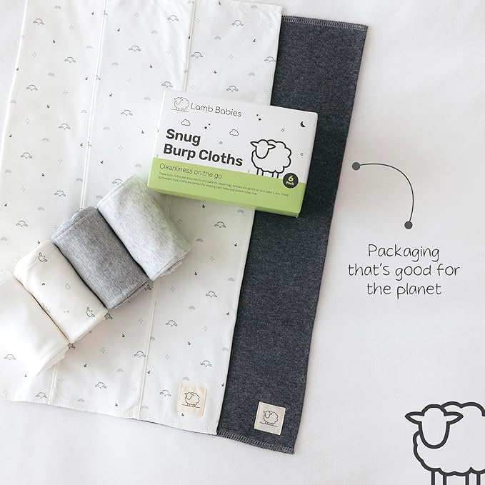 Lamb Babies Snug Baby Cotton Burp Cloths, Absorbent, Lightweight, and Gentle Cotton for Mess-Free Moments, Baby Burp Cloths for Boys and Girls An Essential Addition to Every Parent's Diaper Bag